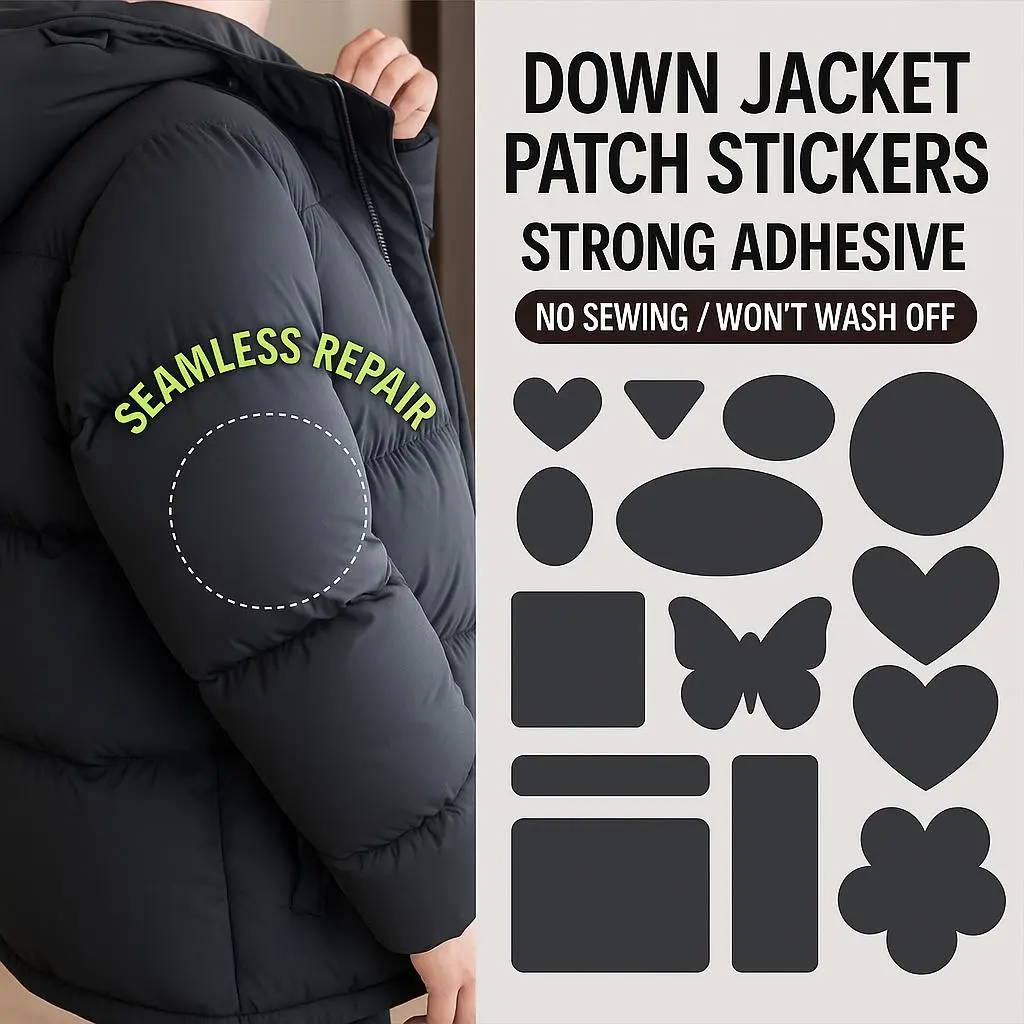 5pcs Down Jacket Repair Patches, Self-Adhesive Down Jacket Patches, High Viscosity, Washable, Suitable for Jackets, Outerwear, Umbrellas, Tents, Sleeping Bags, Ski Pants Holes, Easy to Use