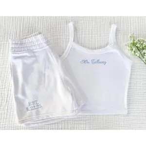 Embroidered “Mrs.” Spaghetti Strap Tank – Bridal Shower or Engagement Gift for Bride, Cute Bride Baby Tee for Bachelorette Party