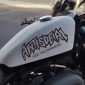 2D Flat Social Hidden Dark Motorcycle Fuel Tank Stickers - Creative Metallic Texture, Waterproof PVC Material, Gothic Style Font, Durable Motorcycle and Helmet Stickers, Exclusive Design for Riders' Accessories, Vehicle Personalization