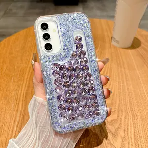 3D Bling Diamond Crystal Glitter Protective Phone Case For Samsung A06 A07 A17 A16 A26 A36 A56 A14 A24 A34 A54 A05 A05s A15 A35 A55 A52s A52 S21 S22 S23 FE S24 Ultra 5G Cover Accessories