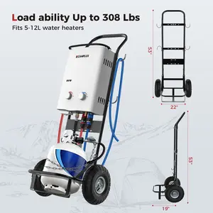Portable Water Heater Dolly Cart with All-Terrain Wheels – Heavy Duty Hand Truck for Camping, RV & Outdoor Hot Water Station, Propane Tank Holder