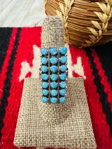 Handcrafted Blue Opal & Sterling Silver Cluster Ring