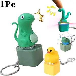 Glowing Keyboard Fidget Toy, Rechargeable Stress Relief Keychain, Sound Producing Fidget Button, Lizards Frogs Ducks Design, Portable Keychain Light, Cool Keychains, Cute Keychain