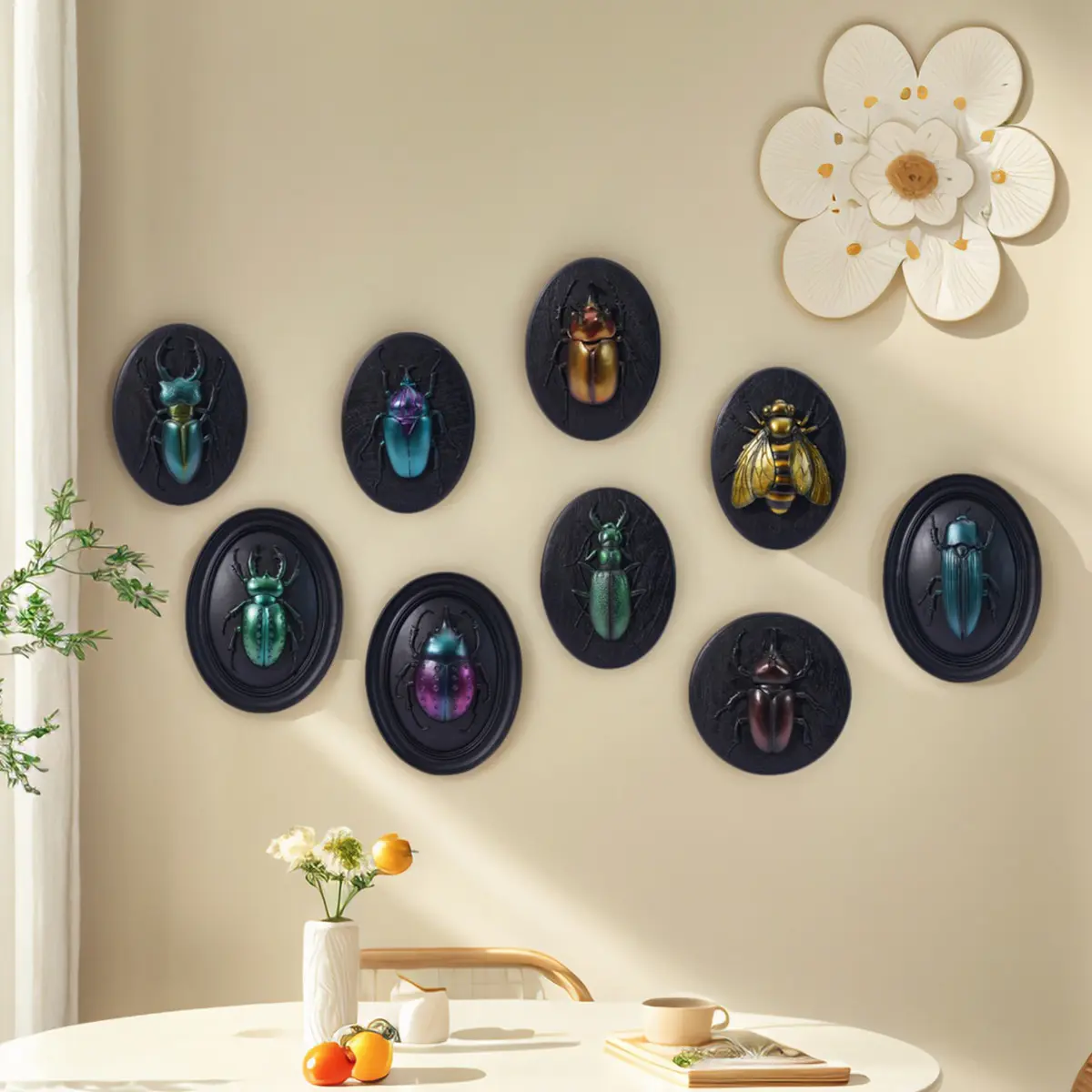 Resin Bug Series Wall Picture Decor, Multiple Styles Available, Oval Frame, Perfect for Insect Party Decoration, Modern Home Decor, Modern Art Design, Modern Cool Design, Collector Gift