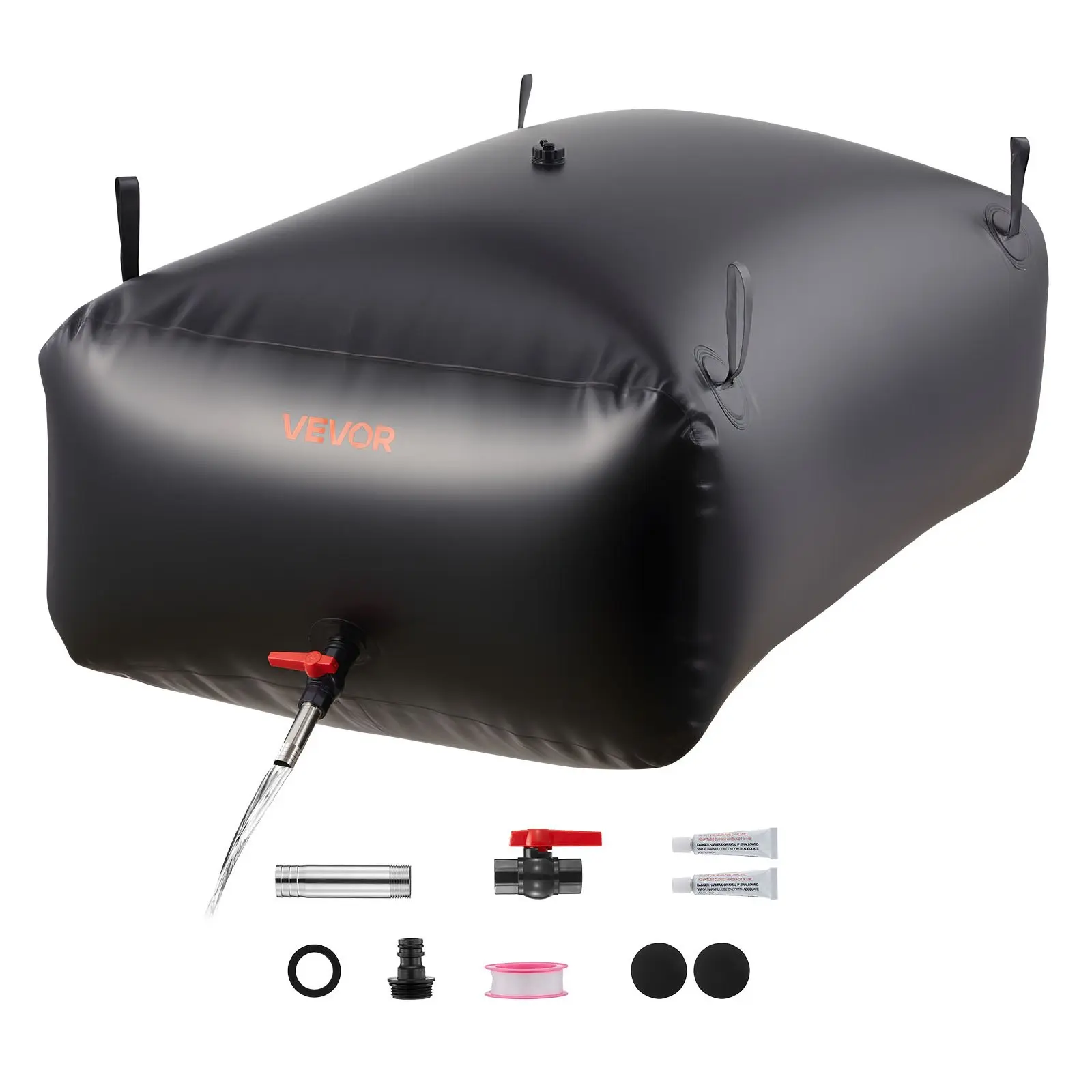 【Summerfinds】VEVOR 142.7 Gal Emergency Water Storage Bladder, Leakproof PVC Tank, Tear-Resistant Portable Collapsible Soft Container for RV, Outdoor Use, Includes Collapsible Water Bottle, Flexible