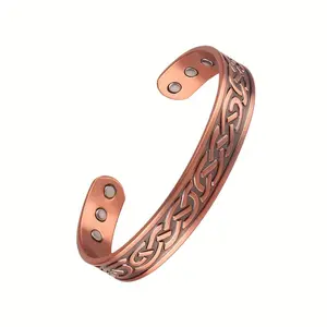 Pure Copper Cuff Bangle - Copper Bracelet for Men & Women with Solid Joint Support