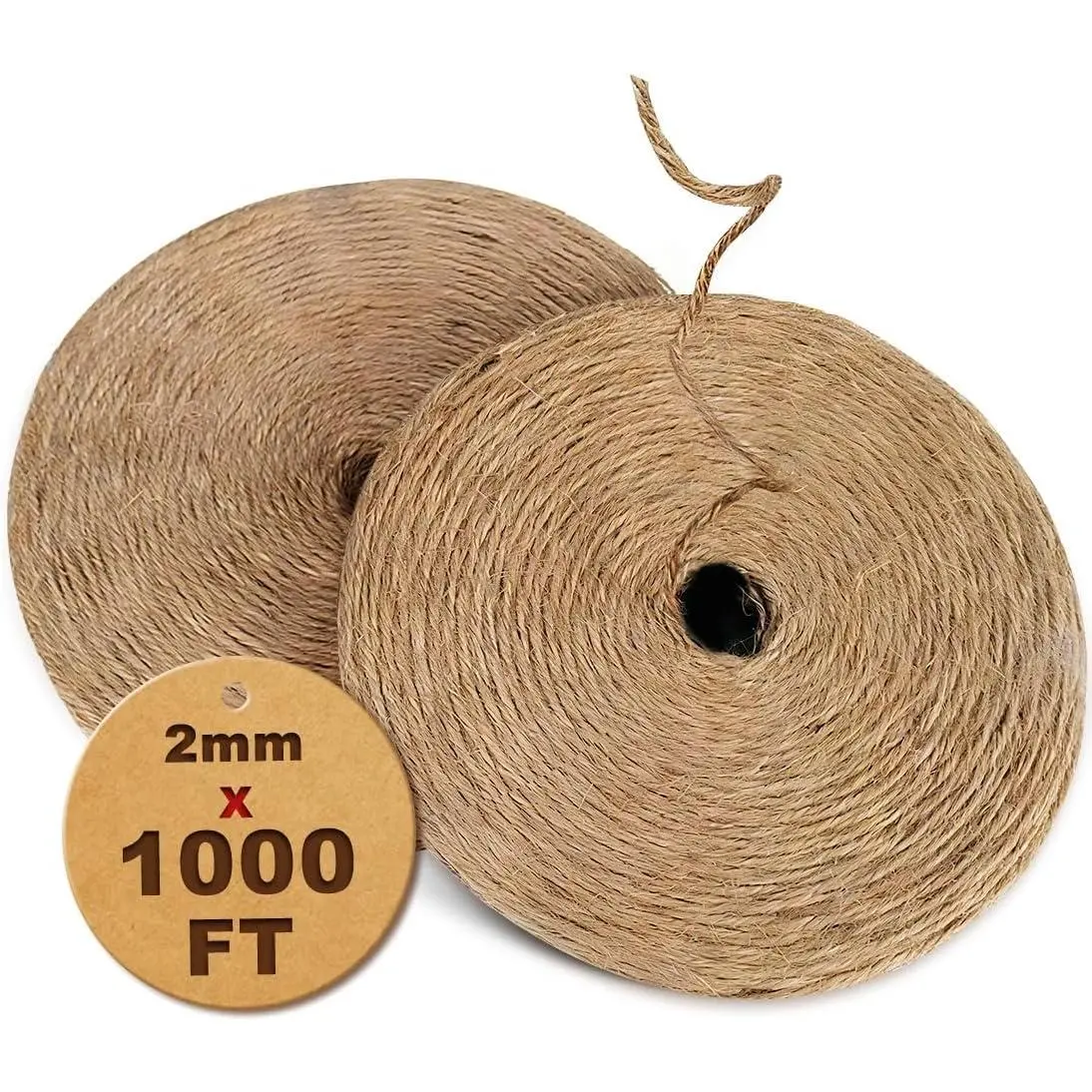 1000FT  Jute Twine String Bulk  Rope Cord for Crafts Gardening  Wrapping Wedding Decor Packing Material Burlap Ribbon Christmas Knitting Macrame Decoration (Brown 2mm* 1000ft)