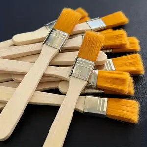 12/24/48 Nylon Brushes Set, Short Wooden Handle Art Paintbrushes, Furniture Paint Brushes, Detailing & Watercolor Brushes, Wall Painting Tools, Cleaning Brush
