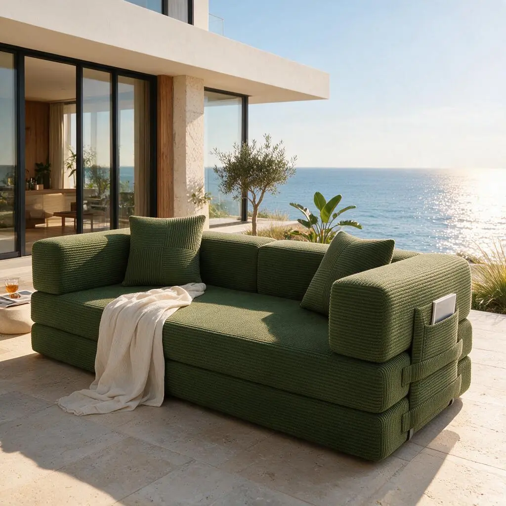 【 ships in 1 package】ModuBox Sofa  Modular Convertible Corduroy Sofa Bed, Multi-Function Block Couch With Side Pocket, Foldable Floor Sofa For Small Apartment Living Room