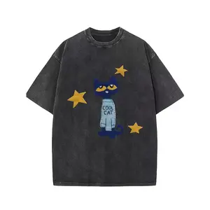 Vintage Statement Graphic Tee: Washed Black Cotton T-Shirt with Text Print, Loose Fit Crew Neck Edgy Style for Daily Wear | Unisex Relaxed Fit, Non-Deformable Short Sleeve Top - All Season & Holiday Gift Idea for Dad, Friends & Family