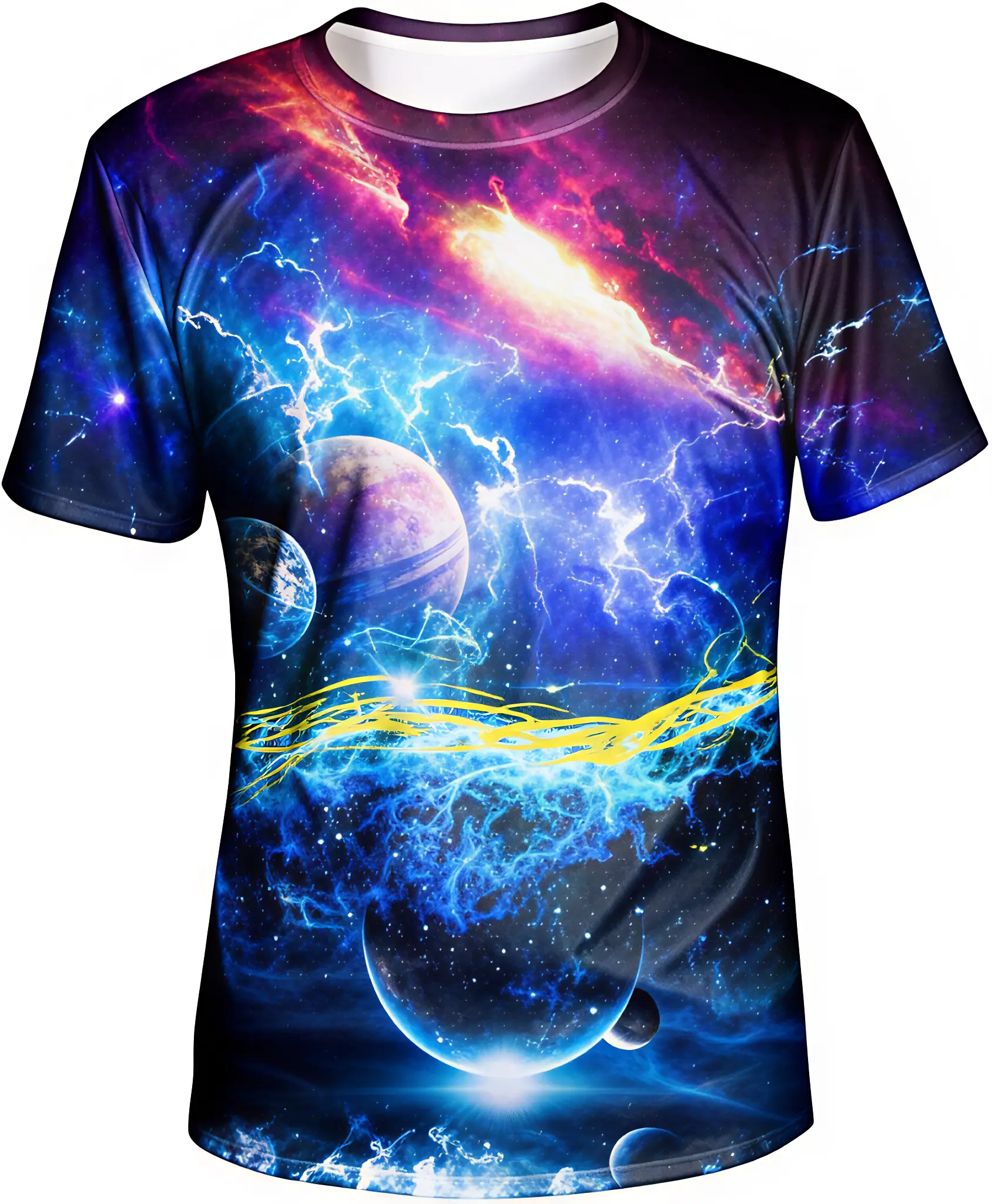 Menswear Men's Short-Sleeve Crewneck T-Shirt, Unisex 3D Graphic Top, Colorful Digital Design Tee