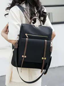 Women's Casual Nylon Backpack, Large Capacity Multifunctional Student Bag, Lightweight Travel Backpack, Korean Style Random Print, Backpacks Women