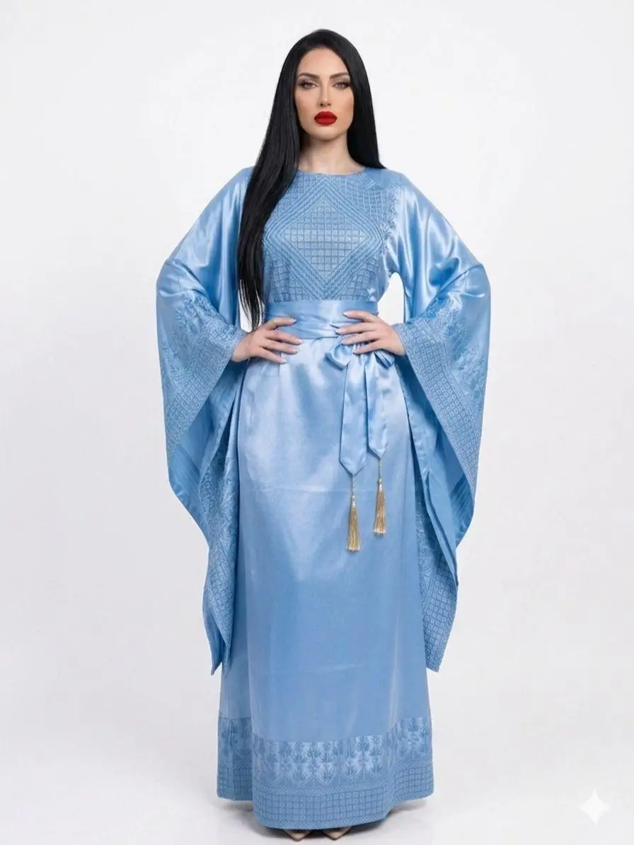 Sarah Thobe - Embroidered Women's Thobe - Ceremonial, Traditional, Arabic Eid Dress - Perfect for Ramadan, Gifts for Her, Eid Elegant Fabric