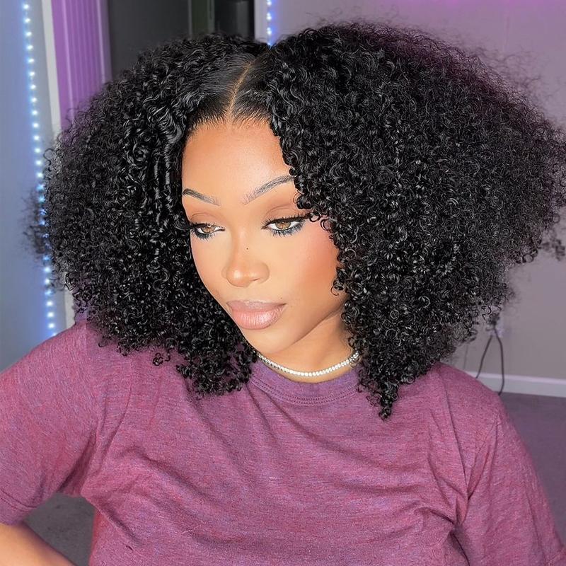 FORGIRL FOREVER Kinky Curly Glueless Wig 7x5 Bleached Knots Wear Go Wig Pre Cut HD Lace Front Wig 100% Kinky Curly Human Hair Wigs For Women