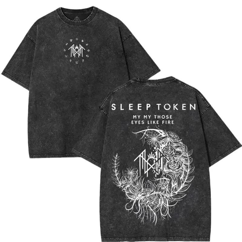 Sleep Token Flowers Heavy Metal Gothic Y2K Oversized Music graphic tees Acid Washed Tshirts, otg clothes sleep token merch  men gifts Cotton Fabric Menswear Top Streetwear Gamis Casual Tropical Crew Neck