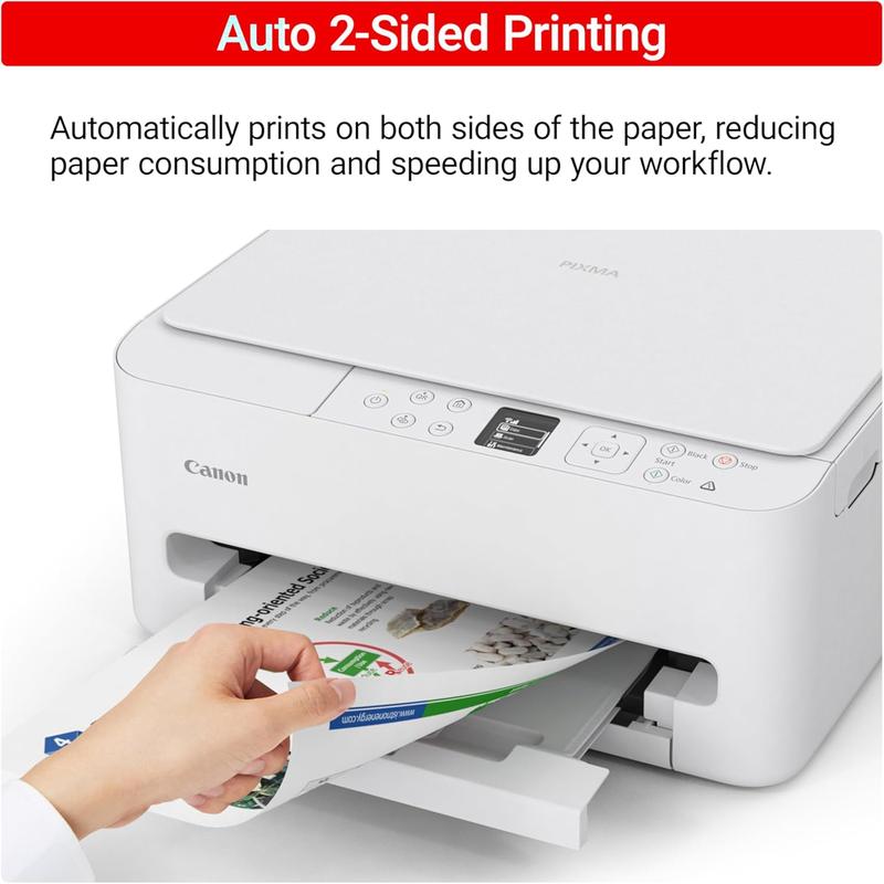 Canon PIXMA TS6520 Wireless Color Inkjet Printer Duplex Printing, White – Home Printer with Copier/Scanner, 1.42 OLED Display, Intuitive Control Panel, Compact Design