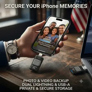 Instant Storage Flash Drive for iPhone and Android, USB Memory Stick for Photos, Videos and File Backup, Compatible with iPhone, iPad, Tablets and Computers