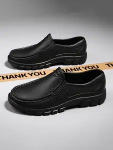 Men's Casual Solid Color Slip on Slides, Waterproof & Non-slip Chef Shoes, Comfortable Breathable Slippers for Kitchen Work, Flat Footwear, Durable Casual Shoes