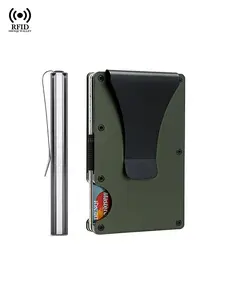 Minimalist Business  Metal Wallet Card Holders ID Card Holder for Men Fashion Wallets with Money Clip,  RFID blocking Gift for Boyfriend