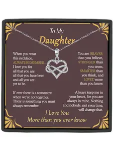 To My Daughter Infinity Heart Pendant Necklace for Daughter, Gift Boxed with Card, Birthday & Christmas Gifts, Love Heart Necklace