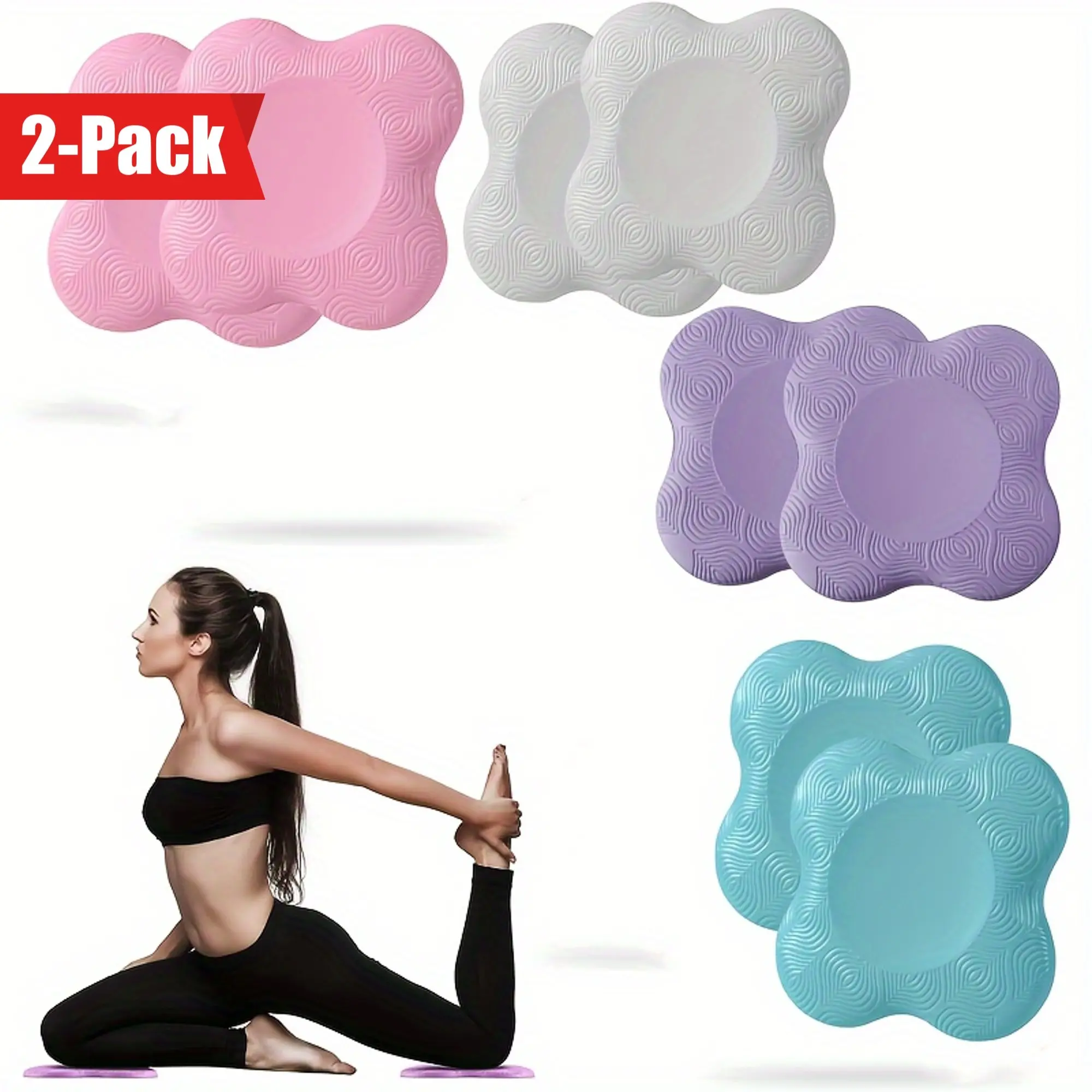 2PCS Non-Slip Yoga Knee Pads, Thick Padding Geometric Pattern Fitness Knee Support, Hard Floor Exercises Yoga Pilates Home Exercise Meditation, Fitness Accessory