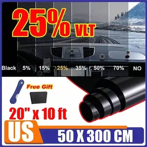 300CM Uncut Roll Window Tint Film 25% VLT 20" X 10ft Feet For Car Home Office Glass Window UV Block Sunshade Tint Film Universal Privacy Security For Car Truck Auto- Any Size & Shade With Free Tools