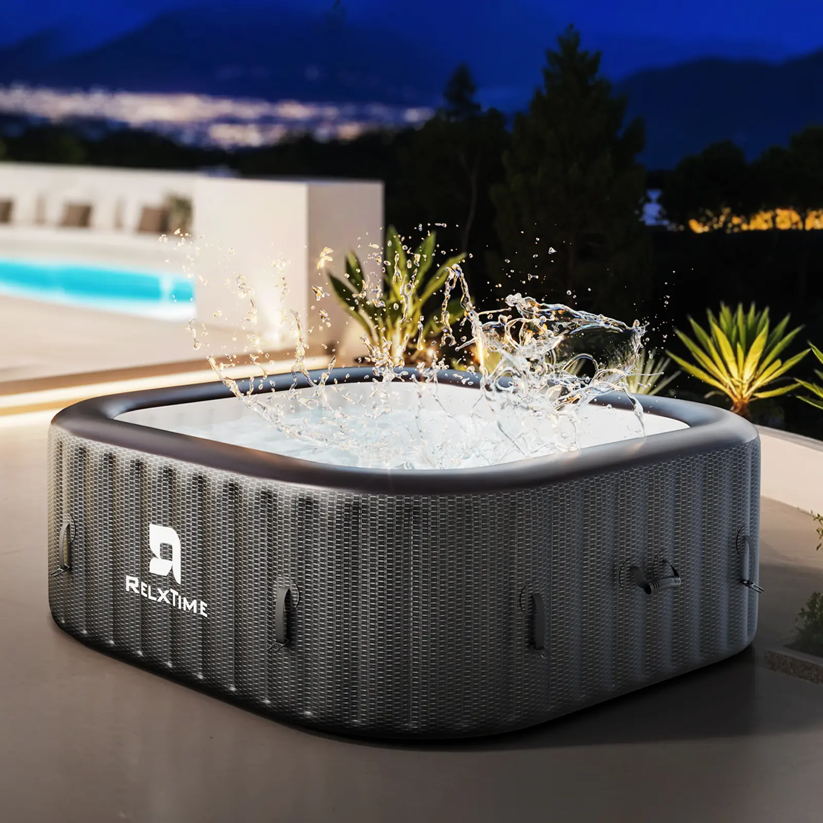 RELXTIME 73 Inch Inflatable Hot Tub Outdoor for 4-6 People, Portable Spa with Insulated Cover & Mat Included, Energy Efficient Family Jacuzzi