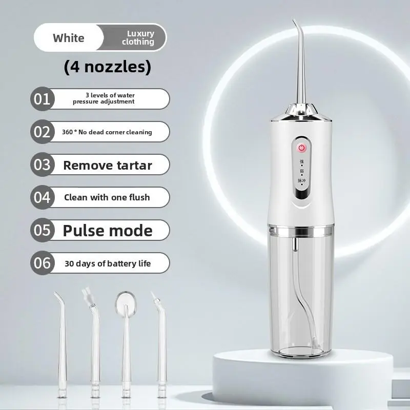 Electric Water Flosser, Portable RechargeableOral lrrigator with 4pcs Multifunctional Nozzlefor Home & Travel, Personal Oral CareAppliance