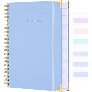 Spiral Notebook, College Ruled Notebook, 8.5" x 11", 300 Pages Hardcover Notebook Journal for Women Men, A4 Large Lined Journal Notebooks for Work School, 24pcs Index Tabs, Thick, Light Blue