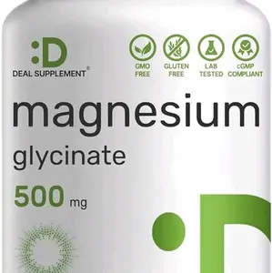 Magnesium Glycinate 500mg, 240 Veggie Capsules | Chelated for Easy Absorption | Highly Purified Essential Trace Mineral for Muscle, Joint, Heart, & Digestive Health Healthcare Fitness Bathroom Dietary Edible Supplement