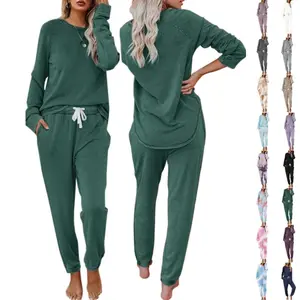 PASLTER Women's Solid Sweatsuit Set 2 Piece Long Sleeve Pullover and Drawstring Sweatpants Sport Outfits Sets
