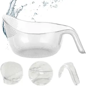 Multifunctional Rice Strainer with Handle – BPA-Free Clear Kitchen Gadget, Aesthetic Colander for Rice, Veggies, Fruits, Cheese & Coffee – Cute & Cooking Must-Have