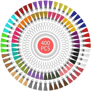 Tassel  Set, 400 count Includes Tassels, Key Chain Rings, Jump Rings & Screw Eye Pins for  &   Blanks, DIY Craft
