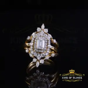 King of Bling's 2.0ct Silver Radiant Round Cut 925 Moissanite Marquise Yellow Womens Ring Size 7