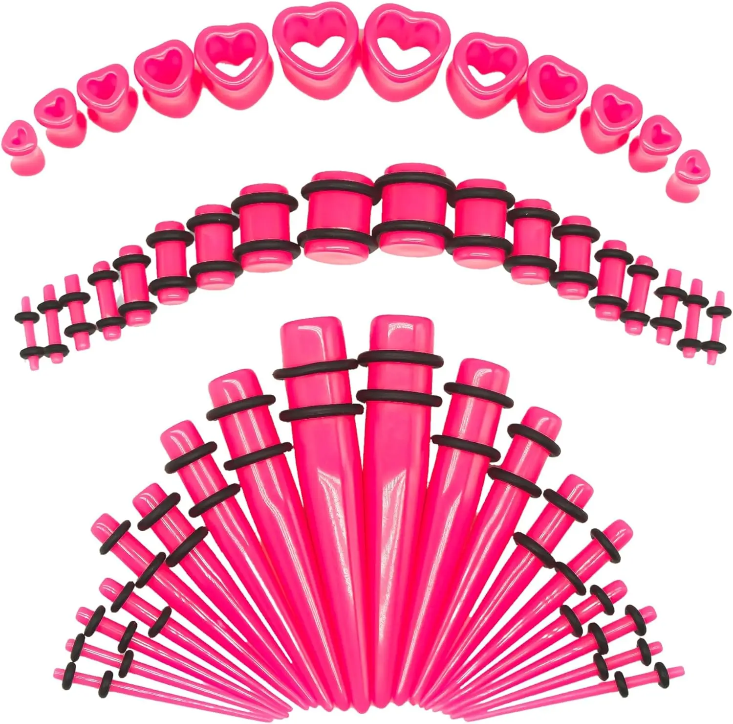 Marsrut 48 PCS Acrylic Gauge Kit Tapers Heart Tunnels Plug 14G-0000G Ear Stretching Set, 12Mm, 00G, 12G