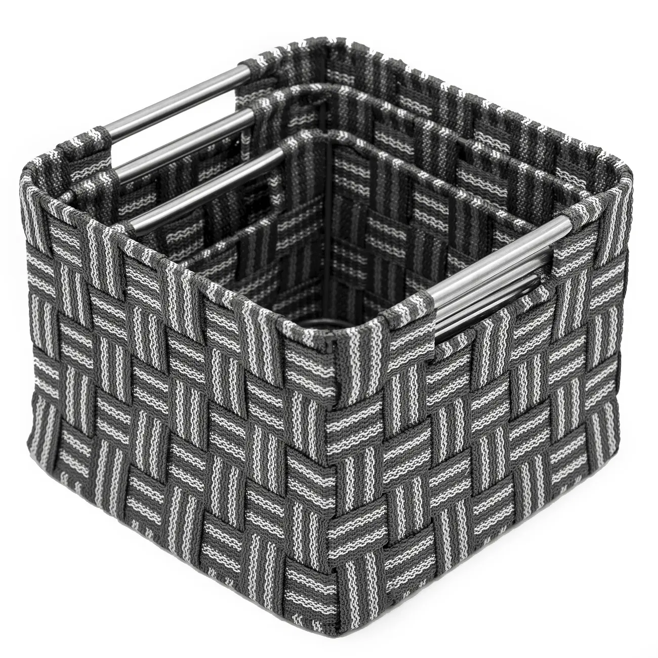 Sorbus 3-Pc Double Woven Basket Bin Set, Decorative Stainless Steel Baskets for Home Organization