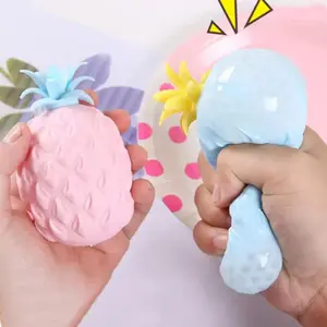 Soft Squeeze Toys Pineapple Stress Relief Ball Water Feeling Squishy Sensory Toys Water Beads Squeeze Fidget Toy Anti Anxiety