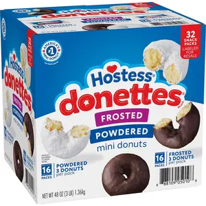 Hostess Donettes Variety Pack Donuts, Snack Size, 1.5 oz., 32 pk.