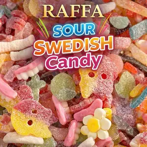 Swedish Sour Candy Belts Gummies | RAFFA | Watermelon Blue Razz Strawberry Mango Cherry & SWEDISH Imported Candy