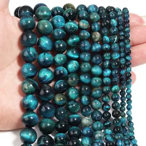 1Strand/lot Turquoise Natural Stone Beads Round Tigger Eyes Stone Beads Loose Beads For Jewelry Making DIY Necklace Bracelet