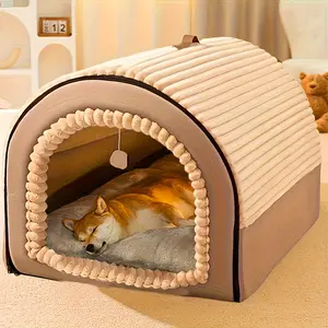 Super large pet house, soft and comfortable, multi-functional, suitable for all seasons, integrated design of dog bed and cat hole, warm and removable, Shaped Beds