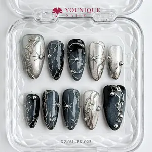 Younique Nails | 10PCS 100% Handmade Press-On Nails | Reusable Colorful Art acrylic stylish 3D