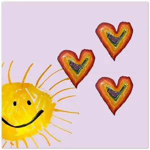 Happy Sun with Rainbow Hearts