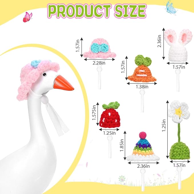 14 Pcs Desk Goose Toy Hats 7 Inch Desk Goose Mini Knitting Hats with Adjustable Strap for Magnetic Goose Key Holder Cute Desk Goose Clothes Home Decor Perfect Housewarming Gift