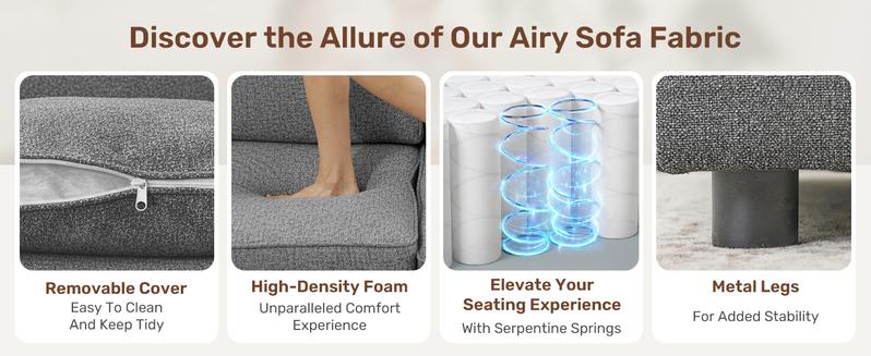 102" Convertible Sectional L-Shaped Sofa Couch with Storable Ottoman,Deep Seat Sofas for Living Room,Bedroom Apartment,with USB Type-C Ports and Pillow (Chenille,Beige)