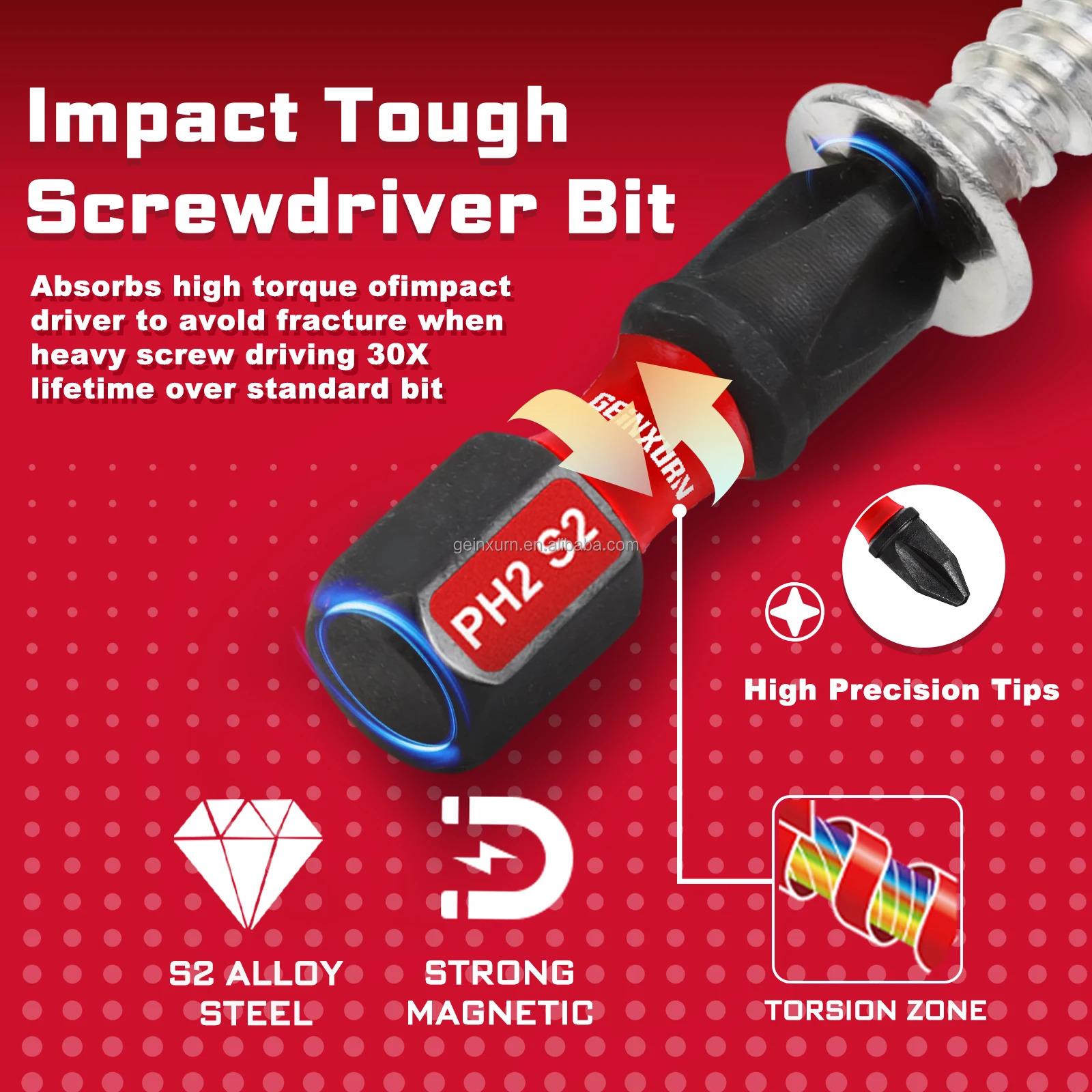 Ready to Ship in US Warehouse 52pcs Red Case High-Torque Impact Set Industrial DIY Color-Coded Screwdriver Bits OEM Customizable