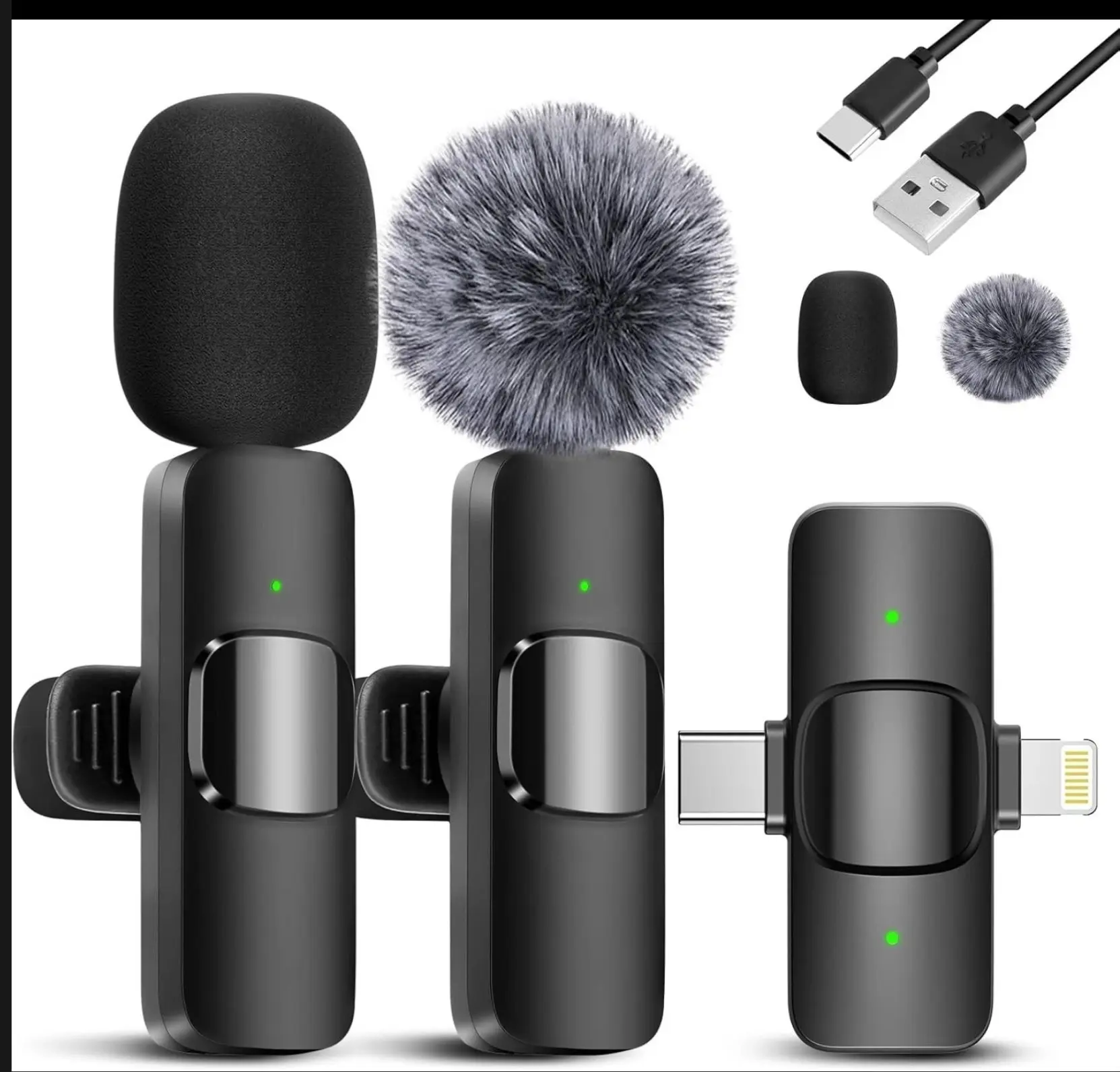 Wireless Lavalier Microphone Set for Professional Audio Recording and Streaming with Built-in Noise Reduction Long Battery Life and Wireless Design