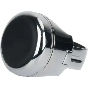 Stainless Steel Steering Wheel Spinner Sport Maneuvering Knob Cow Leather Cover Swivel Suicide Knob Universal Fit for Cars, Trucks, Boats (Black)