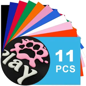 Puff Vinyl Heat Transfer, 11 Sheets, 12 x 10inches,  Foaming Puff Colorful HTV Iron  Vinyl for T-Shirts DIY Compatible with Cricut or Silhoutte Cameo by SCENQI