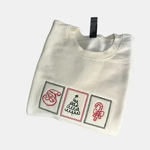 Embroidered Christmas Stamps T-shirt Sweatshirt Hoodie Cozy Holiday Crewneck